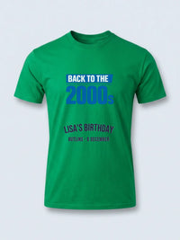 Personalised Back to 2000s Big Weekender Tee — irish green tee, front view