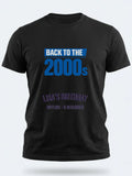 Personalised Back to 2000s Big Weekender Tee — black tee, front view
