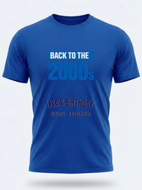 Personalised Back to 2000s Big Weekender Tee — royal blue tee, front view