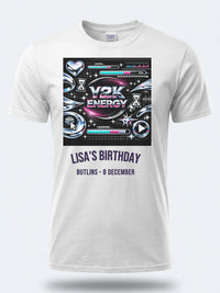 Personalised Back to 2000s Big Weekender Tee — white tee, front view
