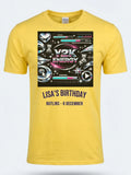 Personalised Back to 2000s Big Weekender Tee — daisy yellow tee, front view