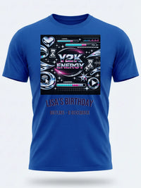 Personalised Back to 2000s Big Weekender Tee — royal blue tee, front view