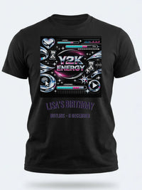 Personalised Back to 2000s Big Weekender Tee — black tee, front view
