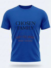 Personalised Don't Tell Mama Big Weekender Tee — royal blue tee, front view