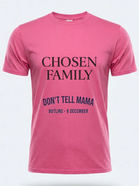 Personalised Don't Tell Mama Big Weekender Tee — pink tee, front view