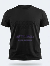 Personalised Don't Tell Mama Big Weekender Tee — black tee, front view