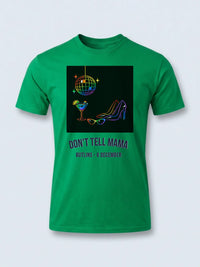Personalised Don't Tell Mama Big Weekender Tee — irish green tee, front view
