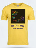 Personalised Don't Tell Mama Big Weekender Tee — daisy yellow tee, front view
