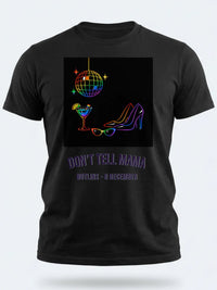 Personalised Don't Tell Mama Big Weekender Tee — black tee, front view