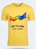 Personalised Don't Tell Mama Big Weekender Tee — daisy yellow tee, front view