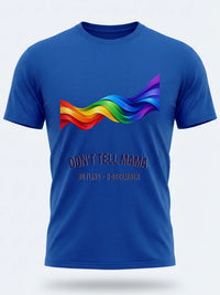 Personalised Don't Tell Mama Big Weekender Tee — royal blue tee, front view