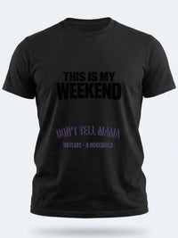 Personalised Don't Tell Mama Big Weekender Tee — black tee, front view