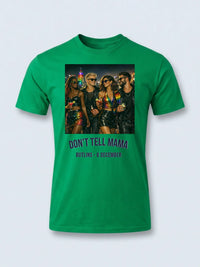 Personalised Don't Tell Mama Big Weekender Tee — irish green tee, front view