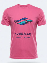 Personalised We Love Ibiza Big Weekender Tee — pink tee, front view