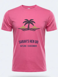 Personalised We Love Ibiza Big Weekender Tee — pink tee, front view