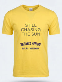 Personalised We Love Ibiza Big Weekender Tee — daisy yellow tee, front view
