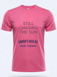 Personalised We Love Ibiza Big Weekender Tee — pink tee, front view
