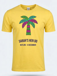 Personalised We Love Ibiza Big Weekender Tee — daisy yellow tee, front view