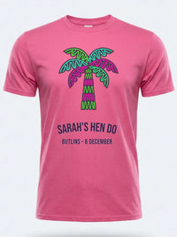 Personalised We Love Ibiza Big Weekender Tee — pink tee, front view