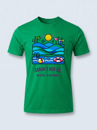 Personalised We Love Ibiza Big Weekender Tee — irish green tee, front view