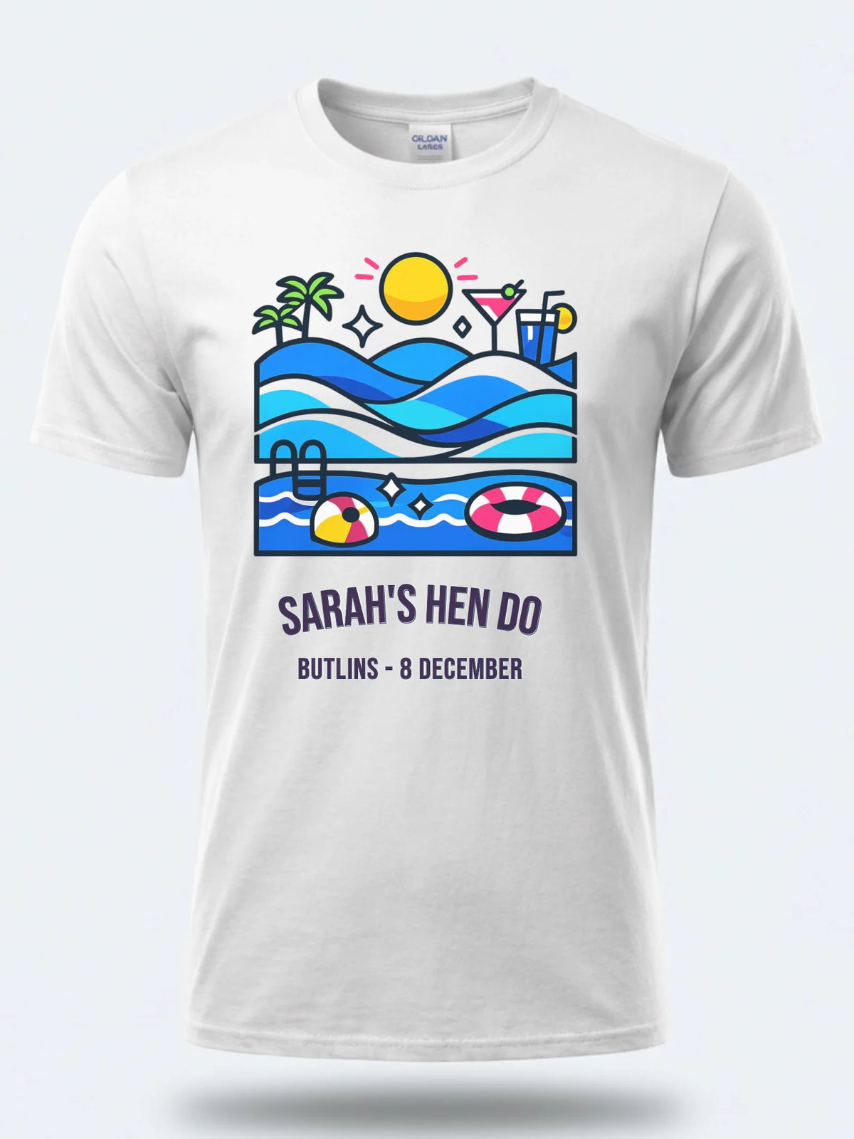 Personalised We Love Ibiza Big Weekender Tee — white tee, front view