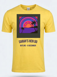 Personalised We Love Ibiza Big Weekender Tee — daisy yellow tee, front view