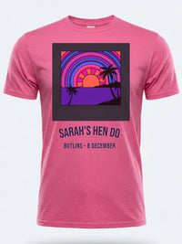 Personalised We Love Ibiza Big Weekender Tee — pink tee, front view