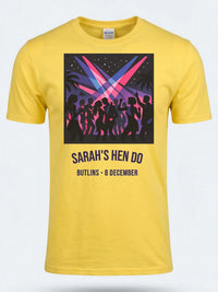 Personalised We Love Ibiza Big Weekender Tee — daisy yellow tee, front view