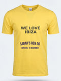 Personalised We Love Ibiza Big Weekender Tee — daisy yellow tee, front view