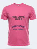 Personalised We Love Ibiza Big Weekender Tee — pink tee, front view