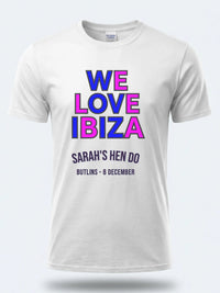 Personalised We Love Ibiza Big Weekender Tee — white tee, front view