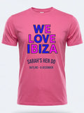 Personalised We Love Ibiza Big Weekender Tee — pink tee, front view