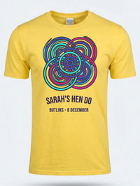 Personalised We Love Ibiza Big Weekender Tee — daisy yellow tee, front view