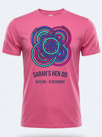 Personalised We Love Ibiza Big Weekender Tee — pink tee, front view