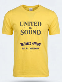 Personalised Bugged Out Big Weekender Tee — daisy yellow tee, front view