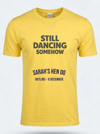 Personalised Bugged Out Big Weekender Tee — daisy yellow tee, front view
