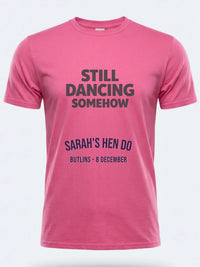 Personalised Bugged Out Big Weekender Tee — pink tee, front view