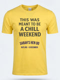 Personalised Bugged Out Big Weekender Tee — daisy yellow tee, front view