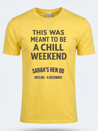 Personalised Bugged Out Big Weekender Tee — daisy yellow tee, front view