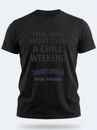 Personalised Bugged Out Big Weekender Tee — black tee, front view
