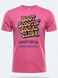 Personalised Country Weekender Tee — pink tee, front view
