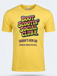 Personalised Country Weekender Tee — daisy yellow tee, front view