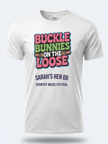 Personalised Country Weekender Tee – Buckle Bunnies on the lose