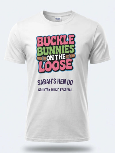 Personalised Country Weekender Tee – Buckle Bunnies on the lose