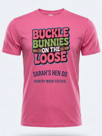 Personalised Country Weekender Tee — pink tee, front view