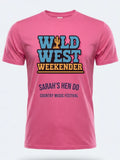 Personalised Country Weekender Unisex Tee — pink tee, front view