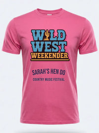 Personalised Country Weekender Unisex Tee — pink tee, front view