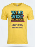Personalised Country Weekender Unisex Tee — daisy yellow tee, front view