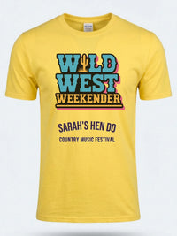 Personalised Country Weekender Unisex Tee — daisy yellow tee, front view