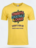 Personalised Country Weekender Unisex Tee — daisy yellow tee, front view